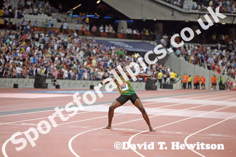 Usain Bolt, 100 metres,  2013 IAAF Diamond League, Sainsbury's Anniversary Games, Queen Elizabeth Olympic Park, London.